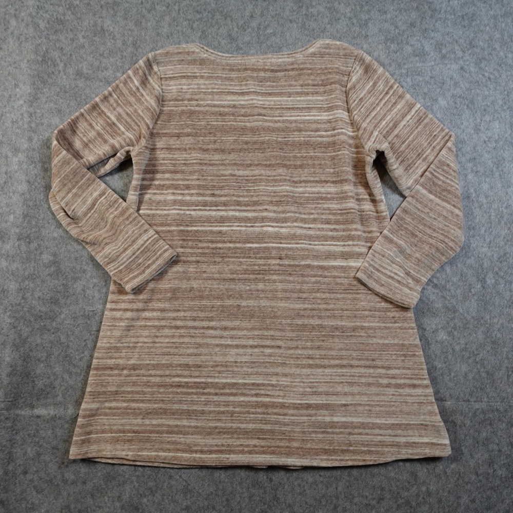 J Jill Womens Small Petite Velvet Striped V Neck Long Sleeve Tunic Top Pockets - Picture 5 of 9